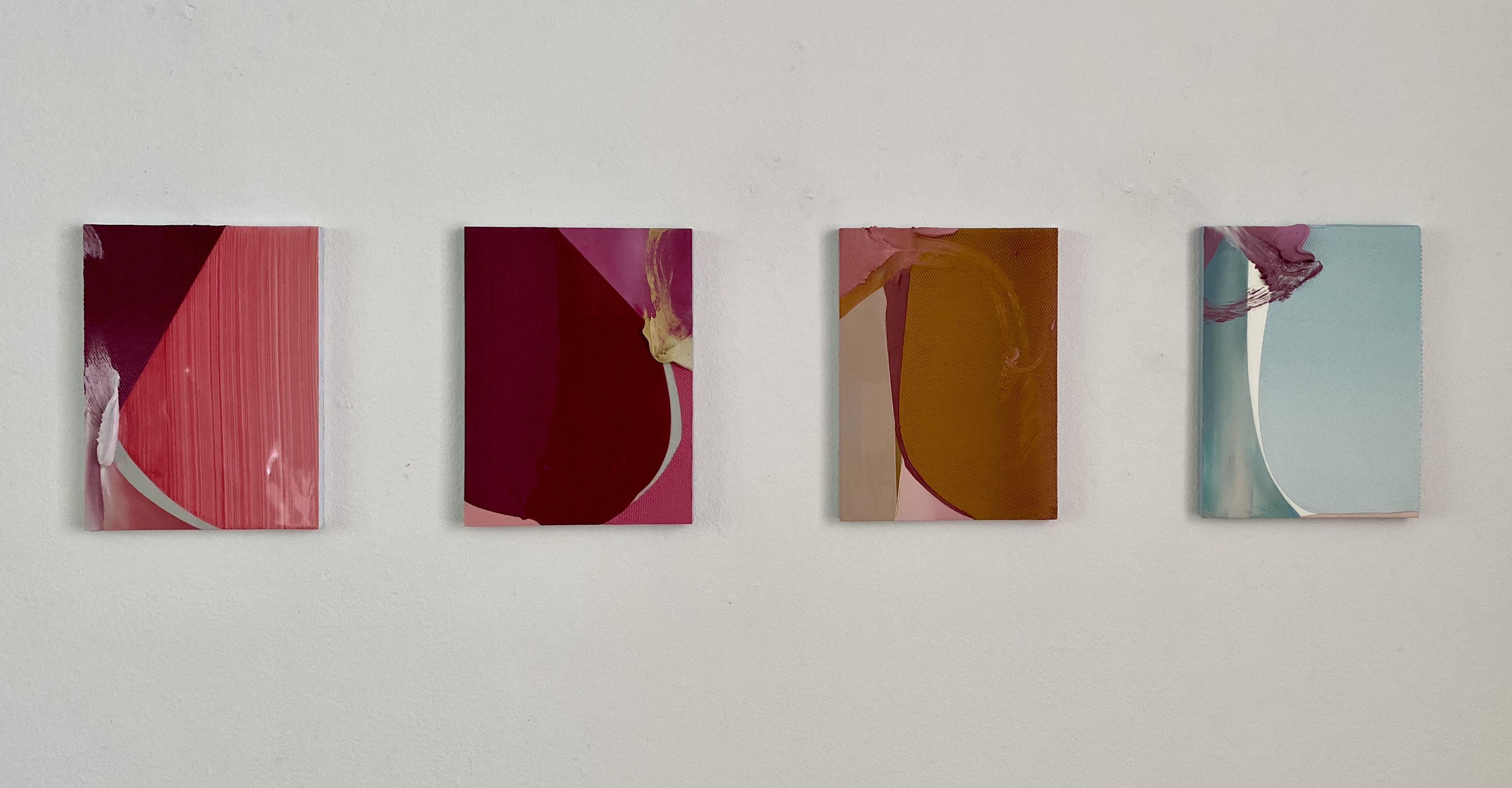 Fragmente I, II, III und IV - Acryllack, Acryl und Öl auf Holz - 2020 - 40 x 30 cm  