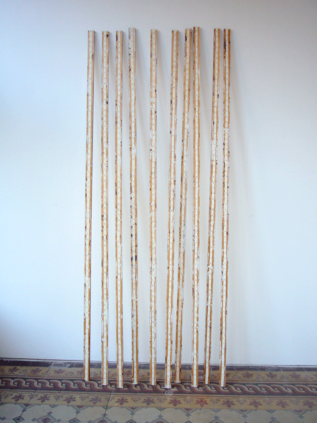Delineation - Ölfarbe, Acryl, Tusche auf Holz  - 1990 - each ca. 240 x 4,5 x 1,3 cm (not available) 